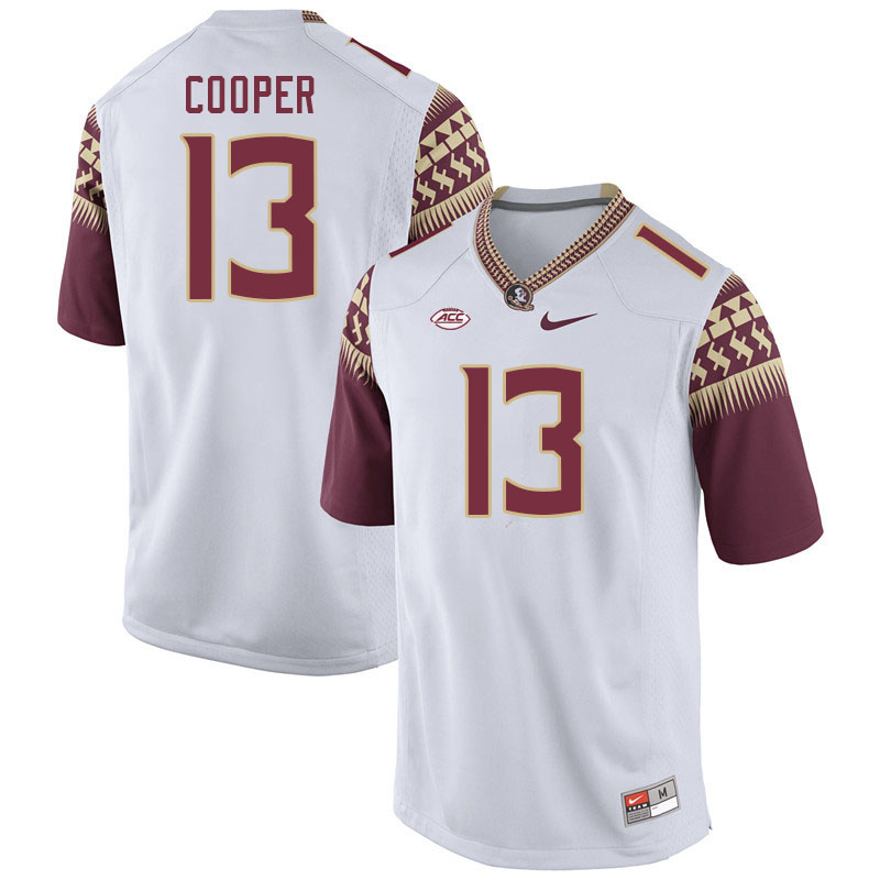 Men #13 Omarion Cooper Florida State Seminoles College Football Jerseys Stitched-White